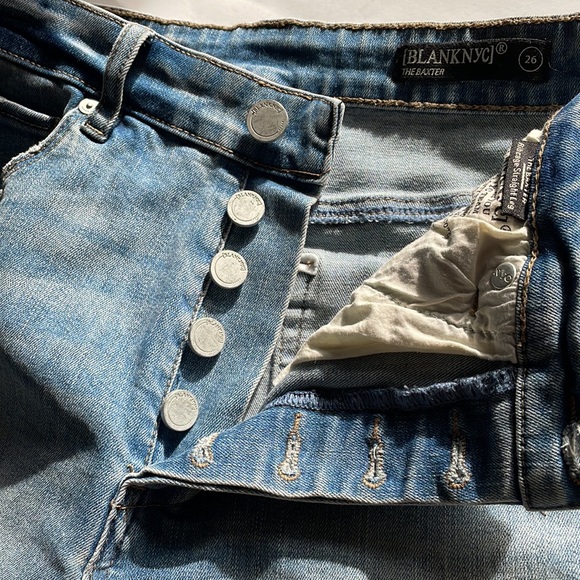 Blank NYC the Baxter ribcage straight leg distressed button fly jeans size 26 - Picture 9 of 10